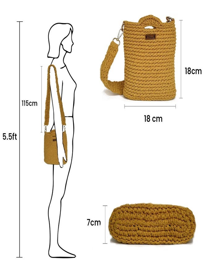 Kind Strings Sling Handbags for Women Handmade Crochet Bag Sling purse for women Shoulder Bag (Yellow) - Image 2